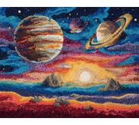 Wallphantom paesaggio Kit per tappeto a punto per adulti,cielo stellato universo,kit fai da te per realizzare all'uncinetto,con tela prestampata e strumento per gancio e filo,60x90cm