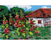 Wallphantom Paesaggio rurale Kit Gancio di Chiusura Tappeto,Cottage con giardino,DIY appeto per Uncinetto Latch Hook Rug Kit Eegalo Creativo per la casa e il divano,80x160cm