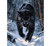 Wallphantom Scena innevata nella foresta Dipingere con i numeri,pantera nera animale,fai da te kit per pittura a olio,per principianti adulti,per decorazione della casa,40x50cm con cornice