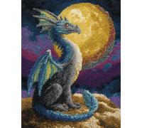 Wallphantom vista notturna DIY rug Latch Hook Kits,Drago animale al chiaro di luna,Handmade Hanging Carpet Embroidery Making Kits,Home Decoration Rug for Adults And Beginners,60x90cm