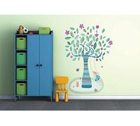 Wallskin Prima_Infanzia Adesivo murale per Bambini - Blue Tree-Size XL 68X98, Vinile, Multicolore, 68x98x0.2 cm