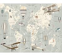 Walltastic Carta da parati Mappa del Mondo, carta FSC, Multi, 2,4 m di altezza x 3 m di larghezza, 1 dimensione, multicolore