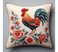 WallustrioaW animale kit gancio di chiusura cuscino,Bellissimo grosso cazzo e fiori,DIY Cuscini Artigianali Kit Ricamare Cuscini Federa per Cuscino per Divano per Adulti e Principianti,43x43cm