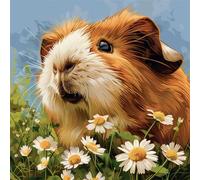 WallustrioaW animale Kit per cuscino a punto croce per Principianti Adulti,Criceto tra i fiori di margherita,Kit da Ricamo per Cuscino,Punto Croce Cuscino,45X45cm Regali per la decorazione