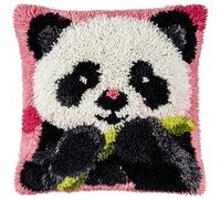 WallustrioaW animali dei cartoni animati Kit per Cuscini con Chiusura a Gancio,panda carino,federa kit di ganci per un progetto iniziale,Cuscino di Ricamo Fatto a Mano,43x43cm