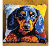 WallustrioaW Cane animale Kit gancio di chiusura fai da te Kit per federa,Bassotto carino,Cuscini Artigianali Ricamare Cuscini per Divano per Adulti e Principianti,43x43cm