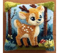 WallustrioaW Cuscino con Gancio di Chiusura,Cervo animale,Kit per Cuscini Kit per Fabbricare Cuscino a Punto Croce per Adulti Principianti,Accessorio per la Casa,43x43cm