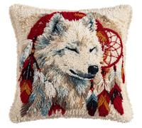 WallustrioaW Cuscino con Gancio di Chiusura,lupo animale,Kit per Cuscini Kit per Fabbricare Cuscino a Punto Croce per Adulti Principianti,Accessorio per la Casa,43x43cm