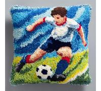 WallustrioaW Cuscino con Gancio di Chiusura,ragazzino che gioca a calcio,Kit per Cuscini Kit per Fabbricare Cuscino a Punto Croce per Adulti Principianti,Accessorio per la Casa,43x43cm