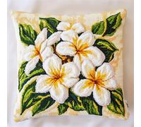 WallustrioaW fiori Kit per cuscino a punto croce,Gardenia,Kit punto croce stampato per adulti e principianti,Ricamo per Cuscino,Regalo decorativo 45x45cm