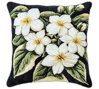 WallustrioaW fiori Kit per cuscino a punto croce per adulti,Gardenia,Kit punto croce Ricamo A Punto Croce Cuscino Per Arredamento Casa 45x45cm