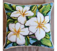 WallustrioaW fiori Ricamo per Cuscino a Punto Croce prestampato,Gardenia,Punto Croce Kit Ricamo A Punto Croce Kit Cuscino Per Arredamento Casa 45x45cm
