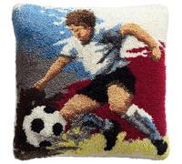 WallustrioaW Kit di Cuscino Gancio di Chiusura,ragazzino che gioca a calcio,Kit di Cuscini con Gancio a Scatto DIY Cuscini Artigianali Ricamare Federa,43x43cm