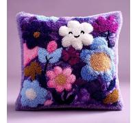 WallustrioaW Kit Di Ganci A Chiusura Per Cuscino Fiore Viola 43X43Cm Set Per Cuscini Con Gancio Di Chiusura Kit Da Ricamo Con Gancio Per Cuscino, Ricamare Cuscini Federa