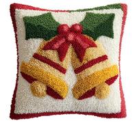 WallustrioaW kit gancio di chiusura cuscino,campane di Natale,Kit per Fabbricare Cuscini a Punto Croce per Bambini Adulti Principianti,Decorazioni per la Casa,43x43cm