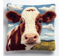 WallustrioaW Kit gancio di chiusura fai da te Kit per federa,Mucca animale,Cuscini Artigianali Ricamare Cuscini per Divano per Adulti e Principianti,43x43cm