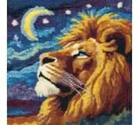 WallustrioaW Kit Gancio di Chiusura Fai-da-Te,Leone sotto le stelle,Kit di Ganci a Chiusura per Cuscino,Punto Croce Fodera per Cuscino per Bambini e Adulti,43x43cm