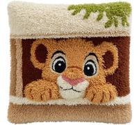 WallustrioaW Kit Gancio Di Chiusura,Un piccolo leone adorabile,Fai Da Te Cuscino Ricamato Del Cuscino,Crochet Kit per Adulti Bambini Principianti,43x43cm