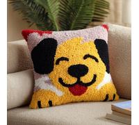 WallustrioaW Kit per Cuscini con Chiusura a Gancio,Un cagnolino felice federa kit di ganci per un progetto iniziale,Cuscino di Ricamo Fatto a Mano,43x43cm