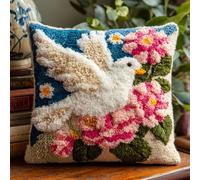 WallustrioaW Kit Per Ricamo 3D Per Cuscini Fai Da Te,Colomba E Piccolo Fiore Cuscini All'Uncinetto,Set Per Ricamo,Adatto Per Principianti,Decorazioni Per La Casa,43X43Cm