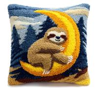 WallustrioaW Kit Per Ricamo 3D Per Cuscini Fai Da Te,Pigrizia E Luna Cuscini All'Uncinetto,Set Per Ricamo,Adatto Per Principianti,Decorazioni Per La Casa,43X43Cm