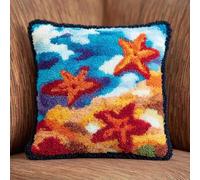 WallustrioaW Kit Per Ricamo 3D Per Cuscini Fai Da Te,Stella Marina Cuscini All'Uncinetto,Set Per Ricamo,Adatto Per Principianti,Decorazioni Per La Casa,43X43Cm