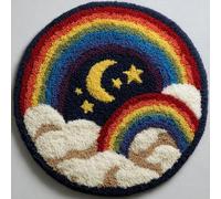 WallustrioaW Latch Hook Rug Kit,Arcobaleni e stelle,Carpet Crochet Yarn Kits For Adults,Latch Hook Kits For Adults Colorful Pattern Printed Canvas,50x50cm