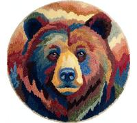 WallustrioaW Latch Hook Rug Kit,orso bruno,Carpet Crochet Yarn Kits For Adults,Latch Hook Kits For Adults Colorful Pattern Printed Canvas,50x50cm