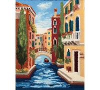WallustrioaW Latch Hook Rug Kit,Venezia,Printed Canvas Rug Latch Hook Kits,Handmade Needlework Crafts for Adults Beginners,DIY Embroidery Gifts Home Decor,52x38cm
