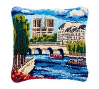 WallustrioaW Paesaggio urbano Kit per Cuscini con Chiusura a Gancio,Crociera sul ponte,federa kit di ganci per un progetto iniziale,Cuscino di Ricamo Fatto a Mano,43x43cm