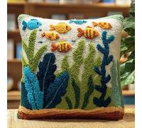 WallustrioaW Set Cuscini Con Bloccaggio A Scatto Piante Acquatiche 43X43Cm Cuscino Di Ganci Di Chiusura Kit Di Cuscini Con Ganci Di Chiusura Tappeto Annodato