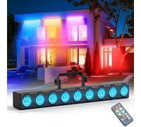 Wallwasher Barra Luminosa LED, Rtktoup 9 x 6W RGBW Luce da Palcoscenico Luci Discoteca a Ritmo di Musica Centralina dmx 512 Strobo Faretto LED per DJ Feste Esterno con Remoto Controllo, 1 pezzo