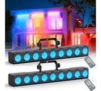 Wallwasher Barra Luminosa LED, Rtktoup 9 x 6W RGBW Luce da Palcoscenico Luci Discoteca a Ritmo di Musica Centralina dmx 512 Strobo Faretto LED per DJ Feste Esterno con Remoto Controllo, 2 pezzo