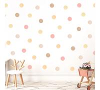 Wally Fox Adesivi da parete per bambini - Adesivi decorativi - Non tossici, sicuri, di alta qualità - Decorazione per la cameretta dei bambini - Set - Pois marroni e rosa 50 pz