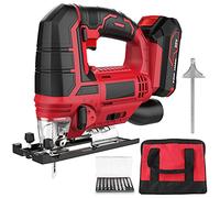 Walmeck 2700 SPM Jig Sew, 20 V Cordless Puzzle con 4 Impostazioni Orbitali, Set-gambo a 10 Pezzi, Batteria 2,0 AH, Caricabatterie Veloci, Morsetto Utensili (Plug)