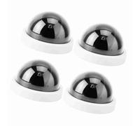 Walmeck Camera Fittizia Dell'emisfero Finta con 4 Pc a Luce a LED per Sicurezza (Bianco)