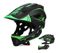 Walmeck Casco Integrale Staccabile per Bambini Sicurezza Sportiva Casco da Bici Equipaggiamento Protettivo per Ciclo Pattinaggio a Rotelle Scooter Guscio Rigido (&Verde)