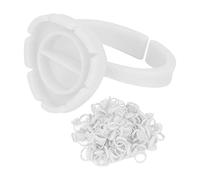 Walmeck Coppetta Ad Anello Porta Colla per Ciglia 100 Pezzi per Extension | Tazza in Plastica per Fiori a Ventaglio, Supporto per Colla Usa e Getta, Compatibile con il Vassoio per Ciglia, Dimensioni