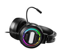 Walmeck Cuffie da Gioco USB Cuffie con Surround Cablato Luce LED Colorata per PC da Gioco Over-ear con Microfono Cancellazione del Rumore