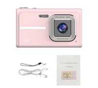 Walmeck Fotocamera Vlog 1080P per Bambini e Principianti Fotocamera Digitale Compatta con Zoom 16X e Zoom 48MP Autofocus con Schermo IPS da 2,4 Pollici Leggera Portatile per la (Rosa)