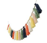 Walmeck Ghirlanda con Nappe in Corda di Cotone Premium, Perline di Legno Boho da Appendere Alla Parete con Striscione Nappe in Stile Fattoria, per la Decorazione della Camera (Colorato)