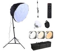 Walmeck Kit Luci Fotografiche Lampadina a Risparmio Energetico Telecomando Streaming Live Ritratto Attrezzatura per Studio Fotografico per Interni (Spina europea)