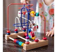 Walmeck Montagne Russe con Labirinto di Perline per Bambini, Giocattolo Educativo per la Coordinazione Occhio-Mano e la Cognizione dei Colori, Materiale in Legno Sicuro, Ideali L'allenamento Motorio
