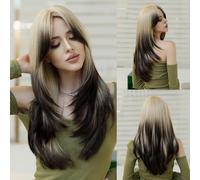 Walmeck Parrucche Lunghe Capelli Umani Capo Parrucca Naturale Parrucca Sintetica a Strati Naturale 25 Pollici (25 pollici)