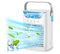Walmeck Raffreddatore D'aria Portatile con Serbatoio D'acqua da 700 Ml 3 velocità 2 Nebbia Fredda 3 Timer Touch Screen con Luce Notturna a 7 Colori per L'home Office Camping