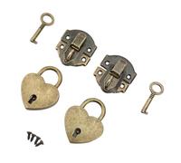 Walmeck Set di Lucchetti Antichi con Chiusura a Cerniera retrò con Lucchetti a Forma di Cuore, Installazione Semplice per Riparare Scatole Legno Antiche, 2 Set Chiusura Cerniera per Scatola Legno e