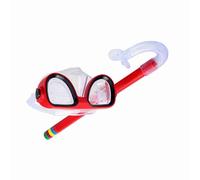 Walmeck Set di Snorkeli per Bambini Maschera per Bambini Maschera Occhiali da Nuoto Proteggono gli Occhi Nasi Materiale Ecologico per Bambini Bright Co (Rosso)