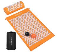Walmeck Tappetino per Digitopressione e Set di Cuscini con Sfere per Massaggio, Sollievo Dal Dolore di Tutto il Corpo la Schiena, il Collo e le Spalle, Stimola i Nervi Migli (Arancione-ZK,)