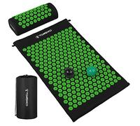 Walmeck Tappetino per Digitopressione e Set di Cuscini con Sfere per Massaggio, Sollievo Dal Dolore di Tutto il Corpo la Schiena, il Collo e le Spalle, Stimola i Nervi Migli (Verde)