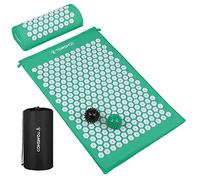 Walmeck Tappetino per Digitopressione e Set di Cuscini con Sfere per Massaggio, Sollievo Dal Dolore di Tutto il Corpo la Schiena, il Collo e le Spalle, Stimola i Nervi Migli (Verde giada-ZK,)